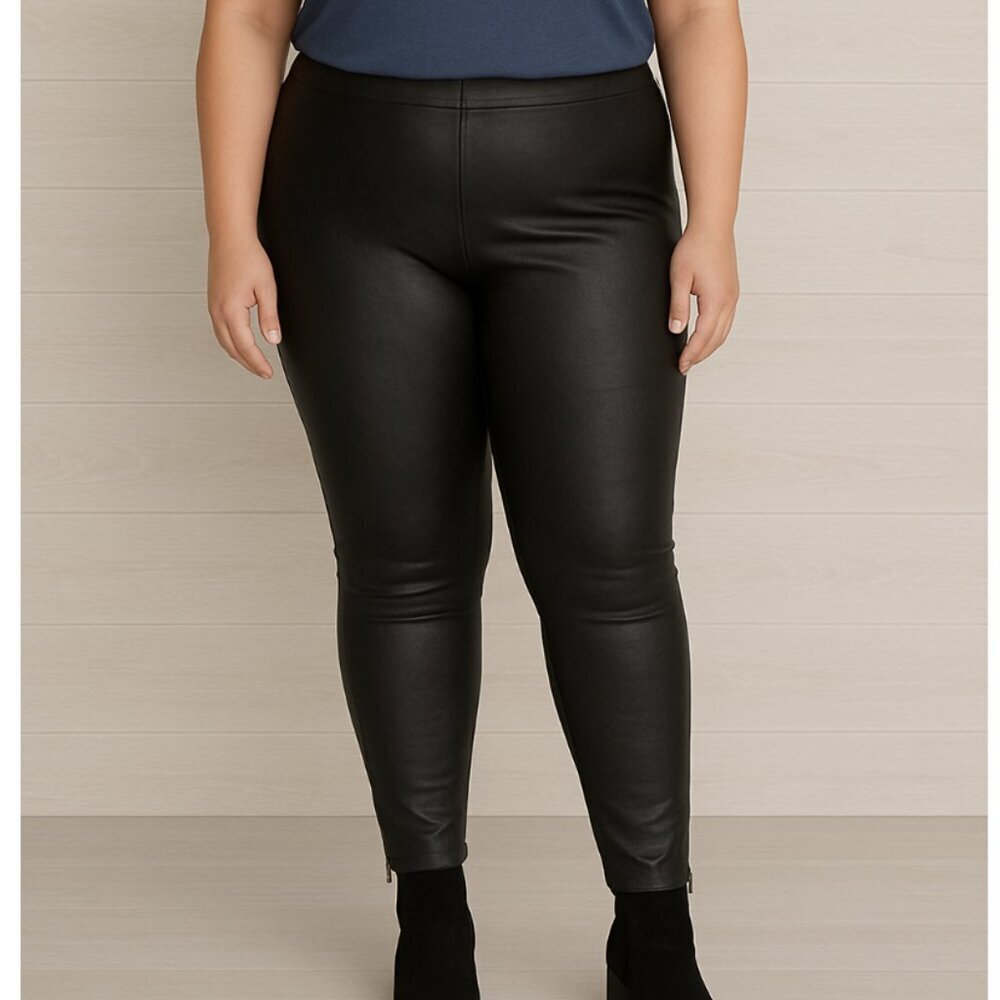 Old Navy Women's Black Faux Leather Extra High Rise Skinny Pants size 18